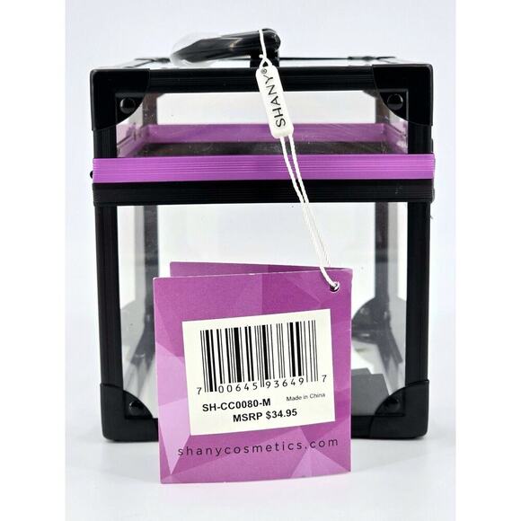SHANY Cosmetics Case with Secure Closure Clear Black Purple Travel - Picture 7 of 11